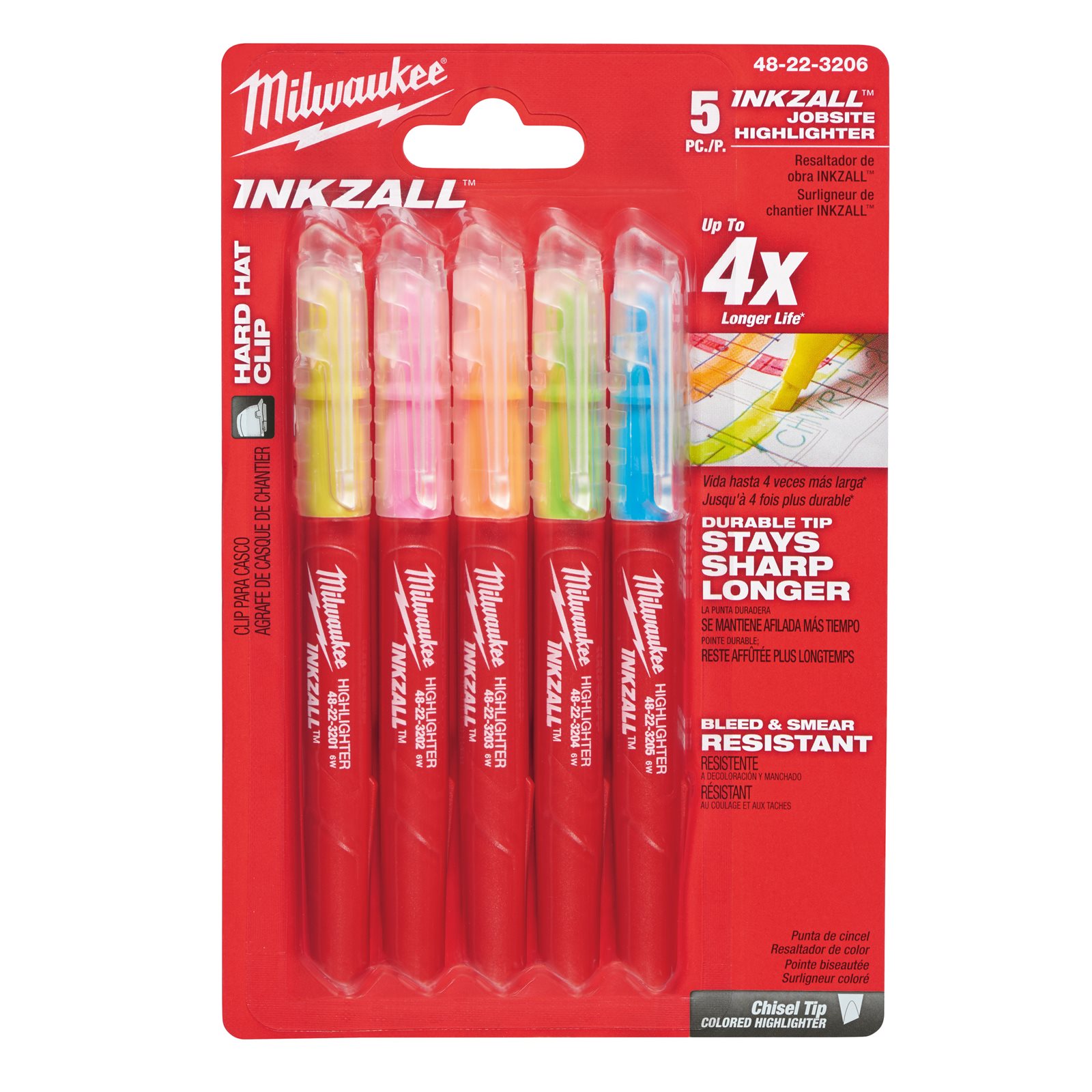 Evidențiatoare INKZALL 5pc Milwaukee 48223206
