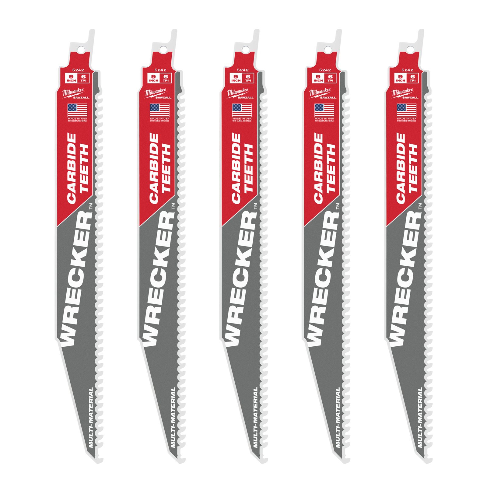 Multimaterial: Pânze Heavy Duty WRECKER cu dinți din carbură 230mm 5 buc Milwaukee