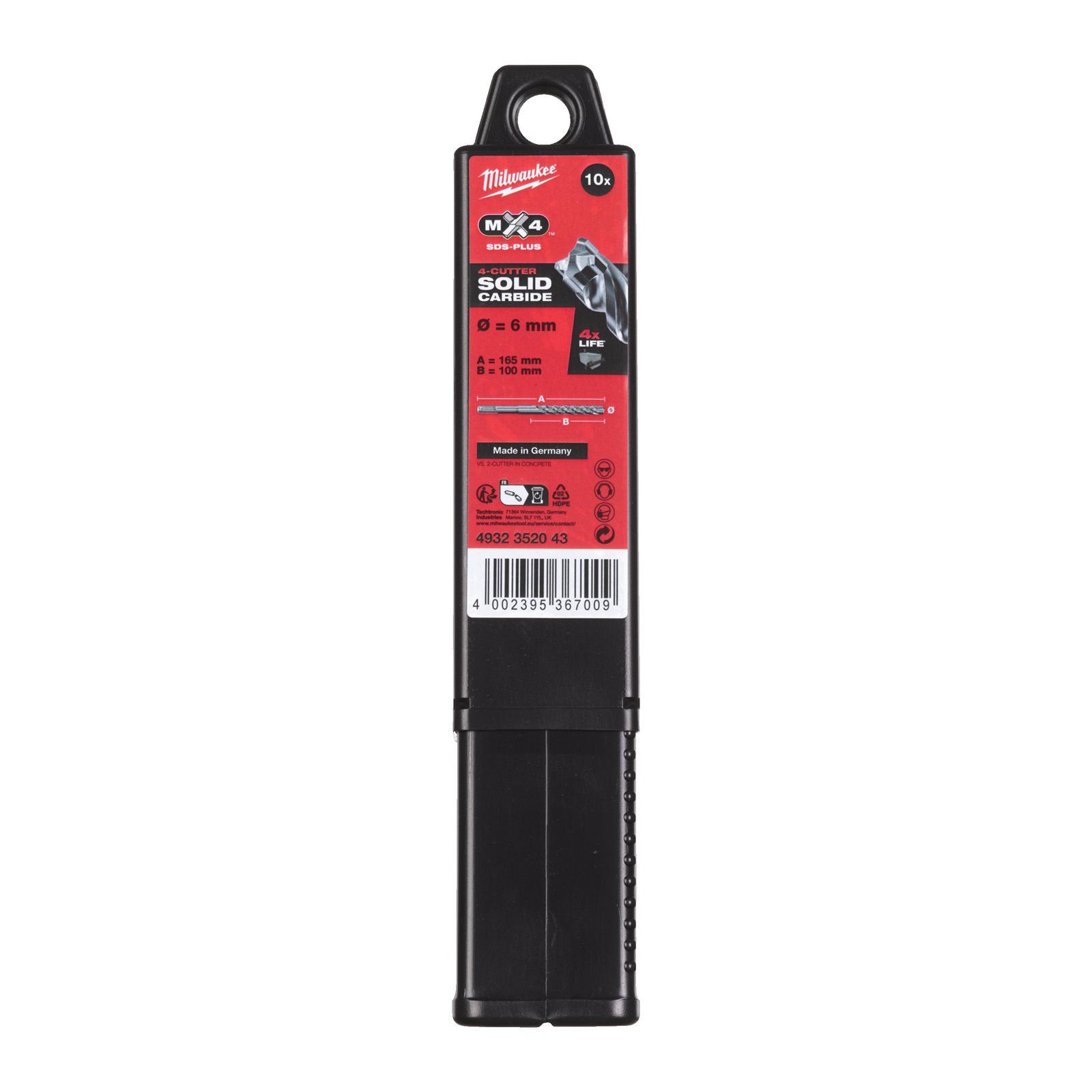 Burghie SDS-Plus MX4 - 4 tăișuri 10 buc Milwaukee 4932352043