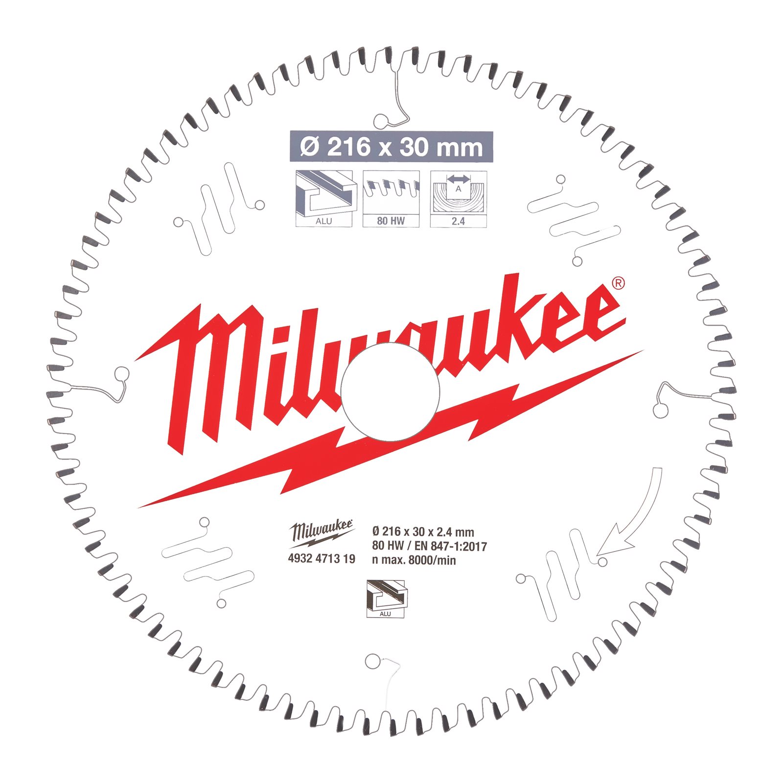 Pânze pentru fierăstrău tăieri înclinate 216 mm Milwaukee 4932471319