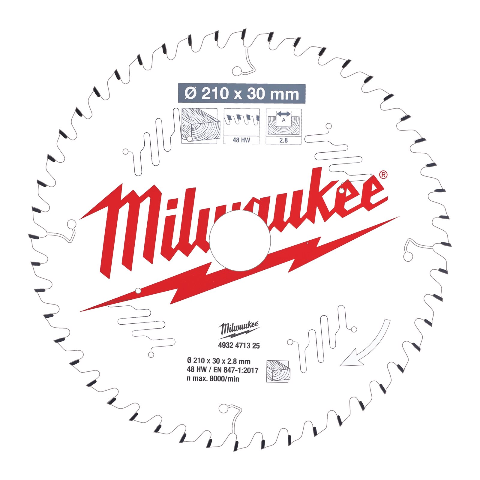 Pânze pentru fierăstraie circulare de mână 210 mm Milwaukee 4932471325