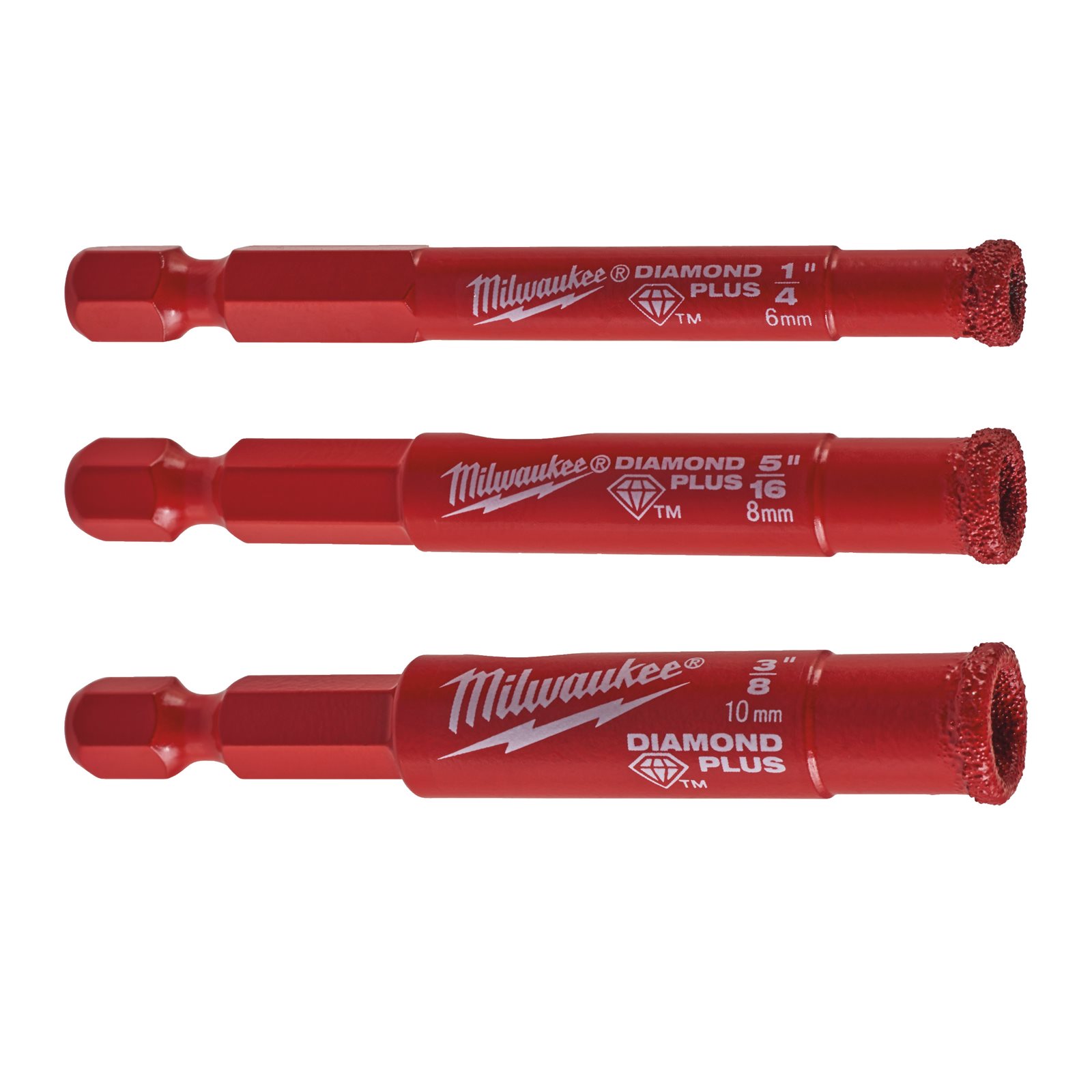 Burghie DIAMOND MAX 1/4" pentru găurire umedă 3pcs 3 buc Milwaukee