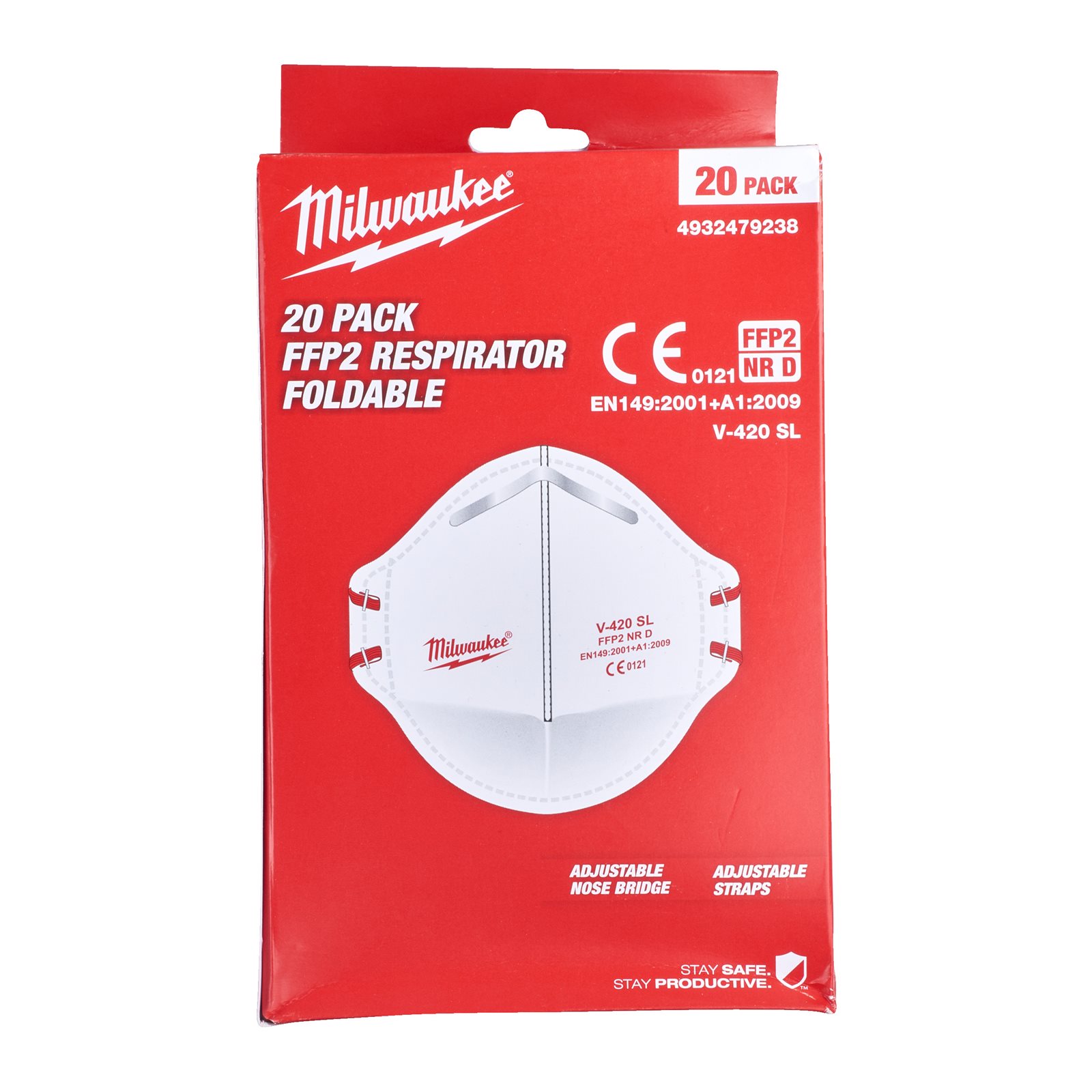 Mască FFP2 pliabilă 20pc Milwaukee - continutul pachetului 1