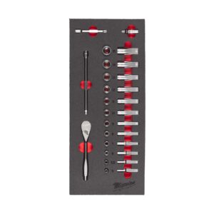 Set inserție spumă 1/4" antrenor cu clichet și chei tubulare Milwaukee
