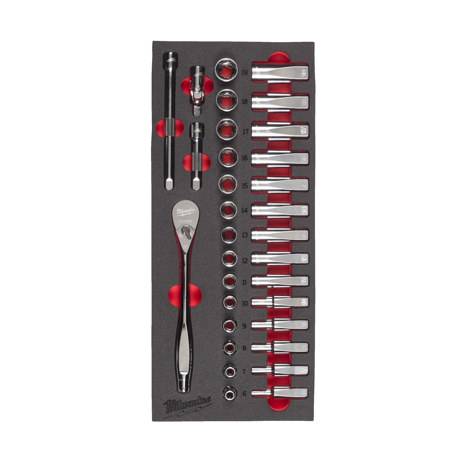 Set inserție spumă 3/8" antrenor cu clichet și chei tubulare Milwaukee