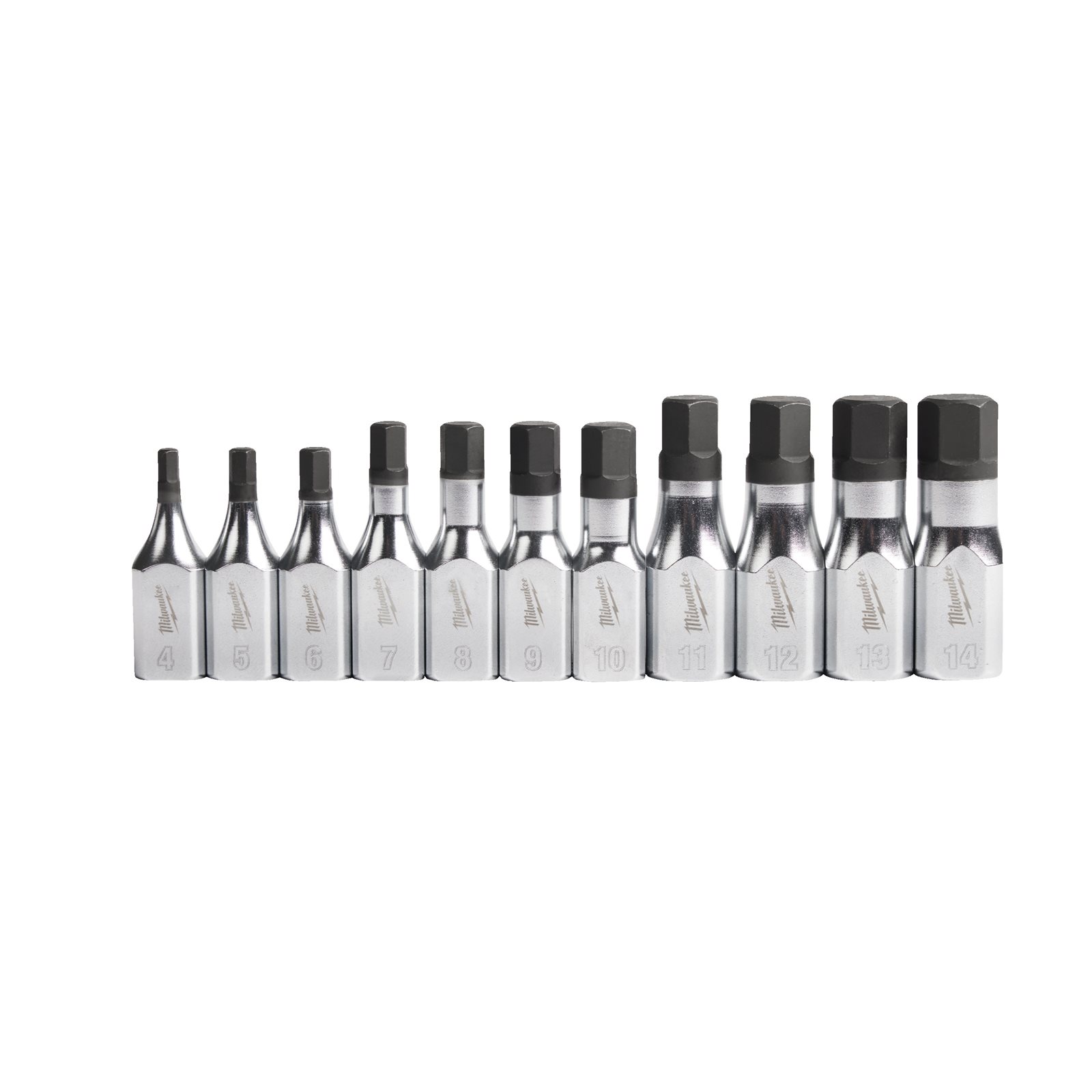 Set cap cheie tubulară cu bit Hex 3/8", sistem metric 11 buc Milwaukee - imagine 2