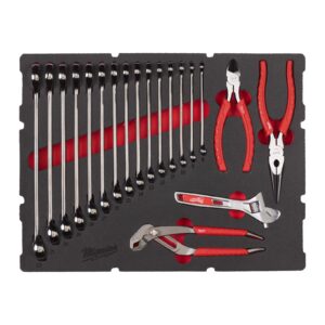 Set inserție spumă PACKOUT chei fixe și clești MAX BITE Milwaukee