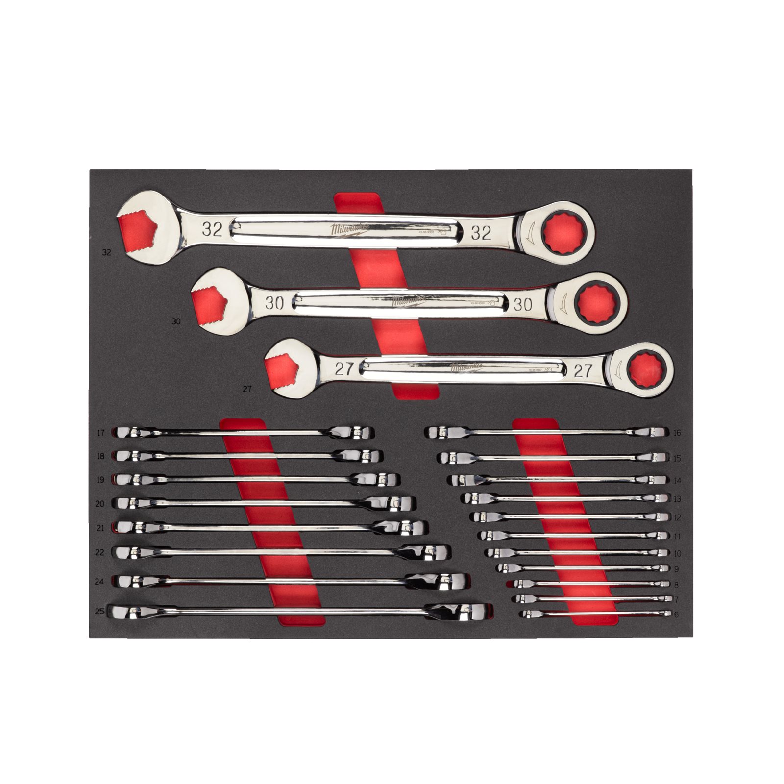Set inserție spumă chei combinate cu clichet MAX BITE 22 buc Milwaukee