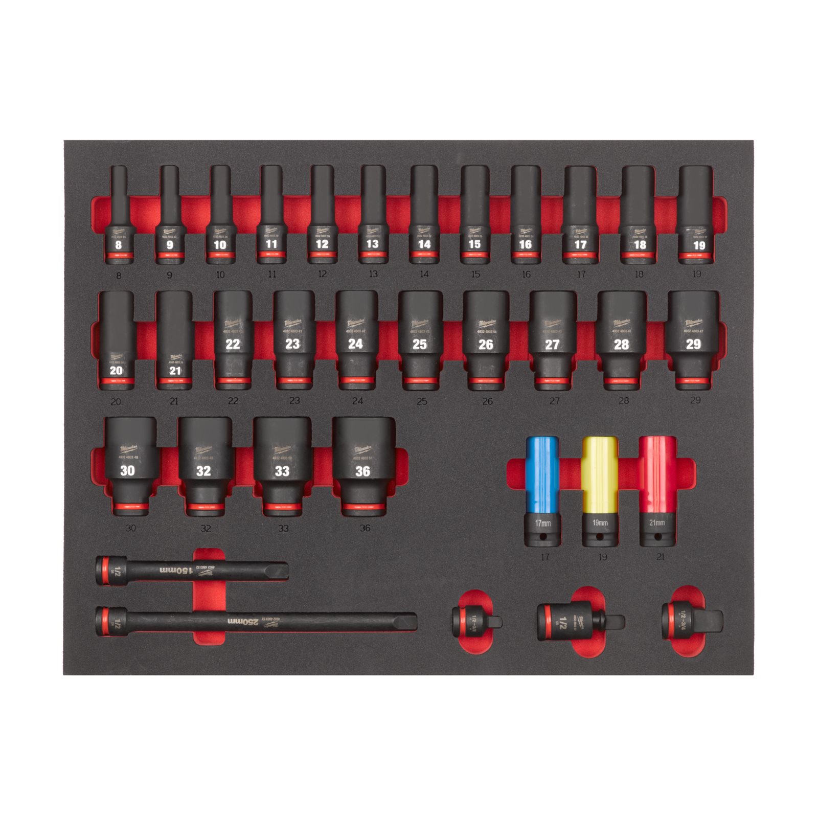 Set chei tubulare 1/2" SHOCKWAVE IMPACT DUTY 34 buc Milwaukee