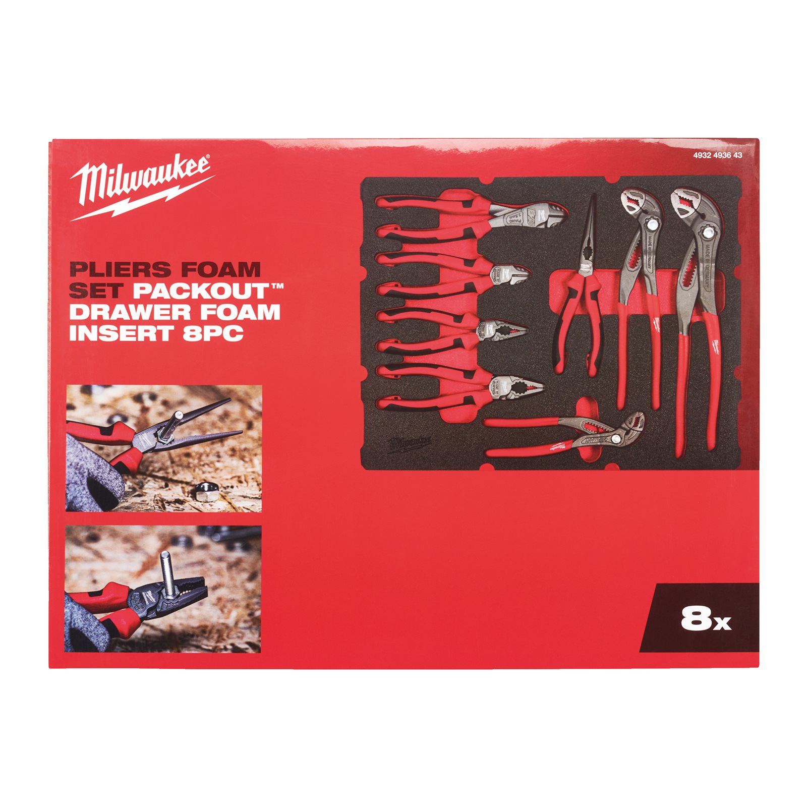 Inserție spumă PACKOUT cu 8 clești 8 buc Milwaukee - continutul pachetului 1