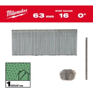 Cuie finisaj, 16G, cap subțire 63mm 2.500 buc Milwaukee