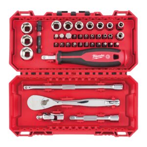 Set 1/4" antrenor cu clichet, șurubelniță și chei tubulare 38 buc Milwaukee