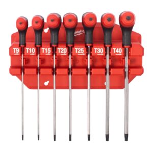 Set chei cu mâner în T, Torx cu suport 7 buc Milwaukee