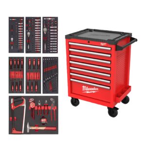 TOOLGUARD Dulap de scule mobil, echipat cu 7 sertare, metalic, 69 cm dotat cu 131 buc scule universale 131pc Milwaukee 4932499182