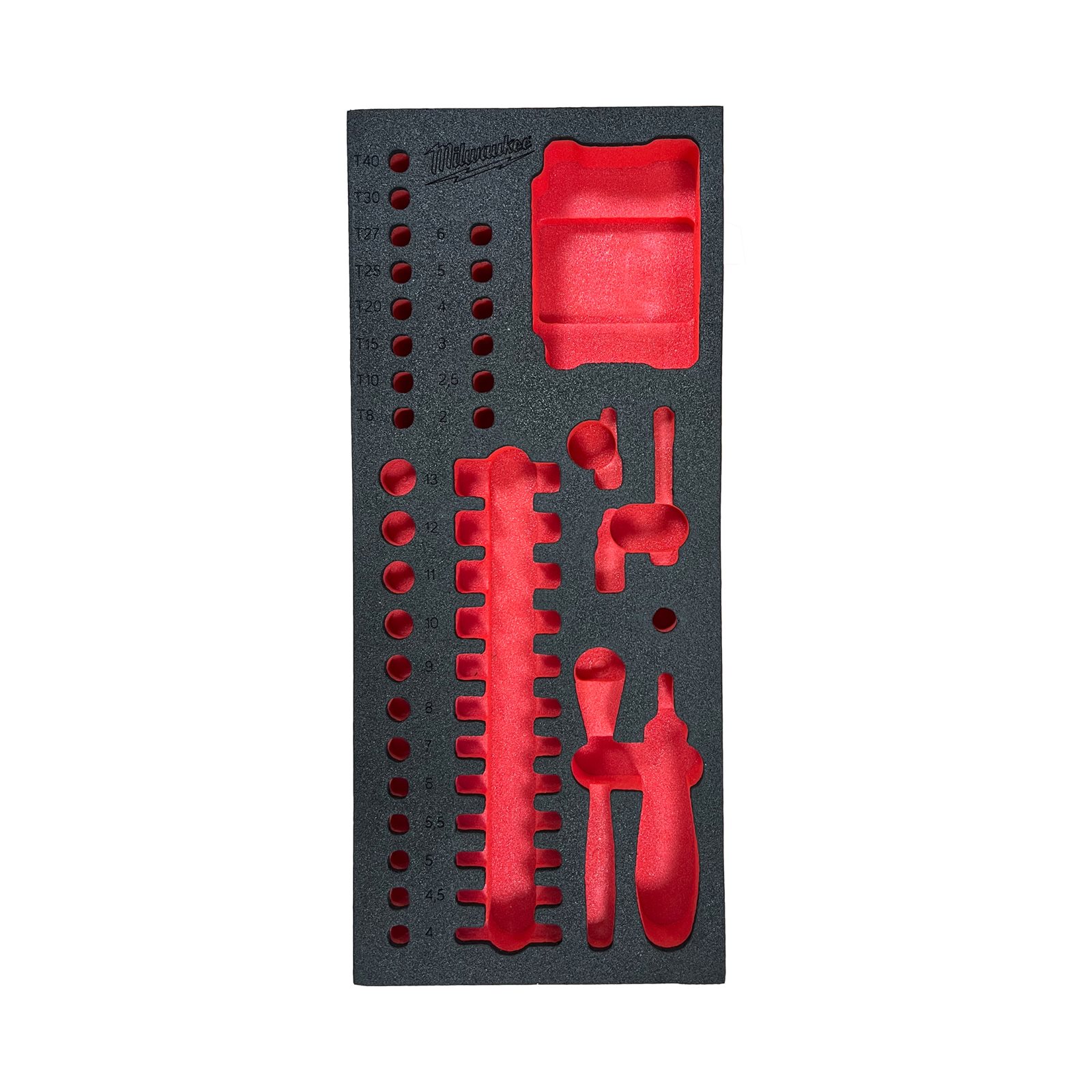 Inserție spumă 76 buc. antrenor cu clichet, biți și chei tubulare 1/4" 76pc Milwaukee 4932499294