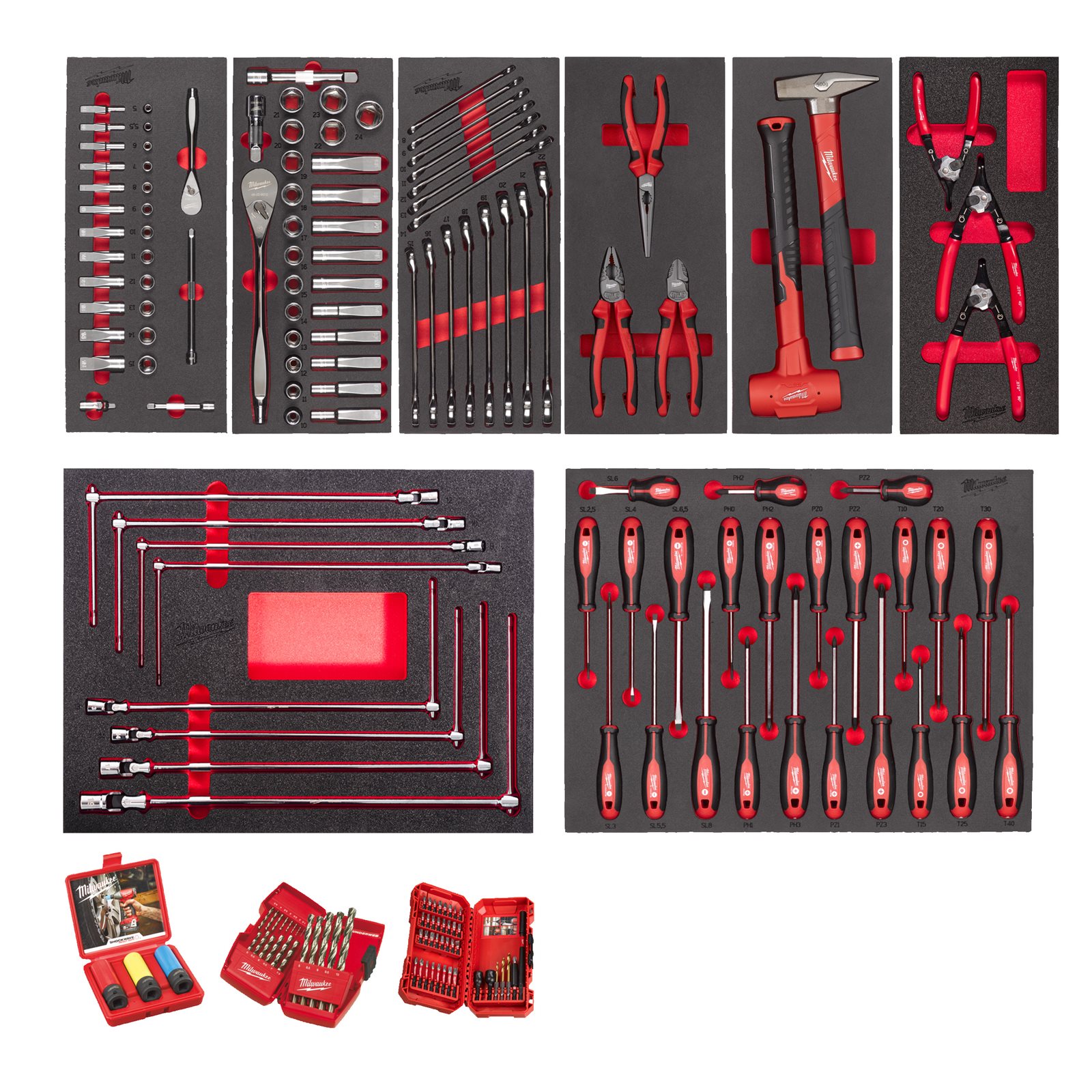 Inserție spumă master 172 buc. set automotive Milwaukee