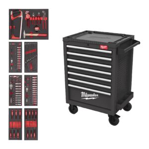 TOOLGUARD Dulap de scule mobil, echipat cu 7 sertare, metalic, 69 cm dotat cu 131 buc scule universale 69cm Milwaukee 4932500741