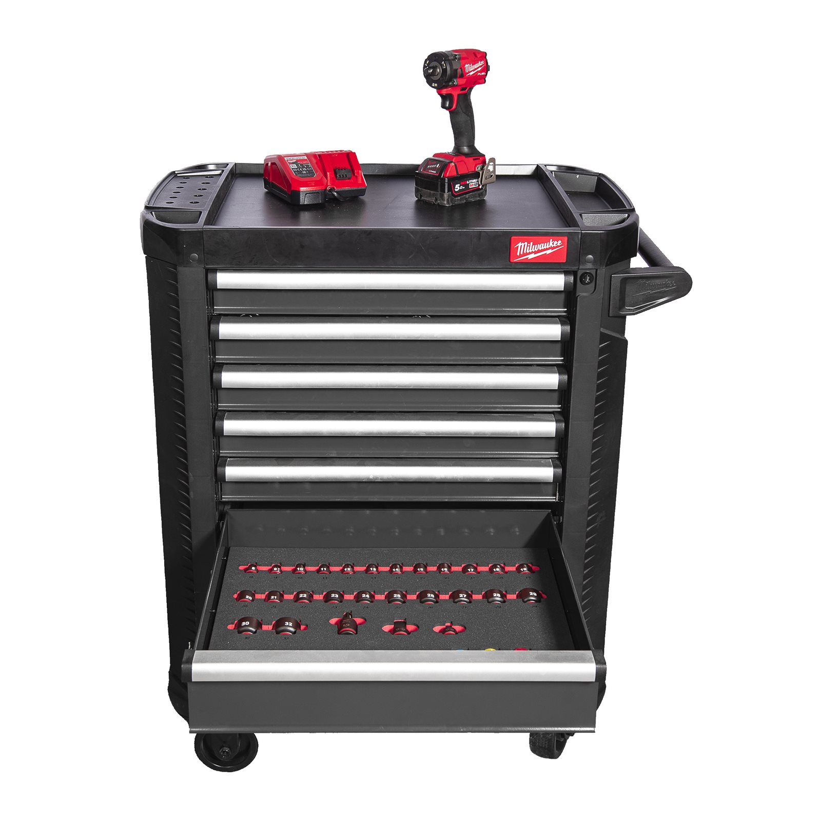 TOOLGUARD Dulap de scule mobil, cu 7 sertare, metalic, 78 cm dotat cu scule, EU 246 buc 78cm Milwaukee