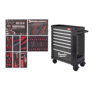 TOOLGUARD Dulap de scule mobil, cu 7 sertare, metalic, 78 cm dotat cu scule, EU 206 buc 78cm Milwaukee