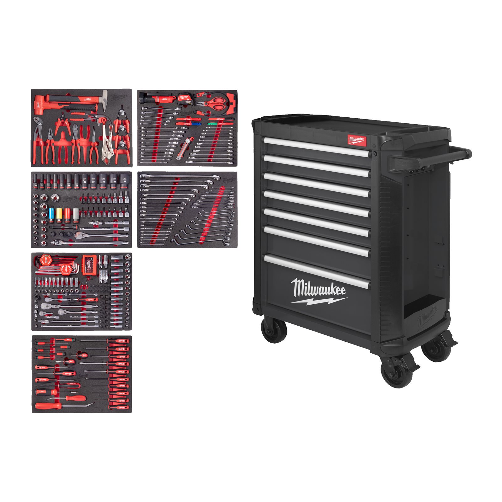 TOOLGUARD Dulap de scule mobil, metalic, 78 cm dotat cu 337 de scule automotive 337 buc 78cm Milwaukee 4932500745