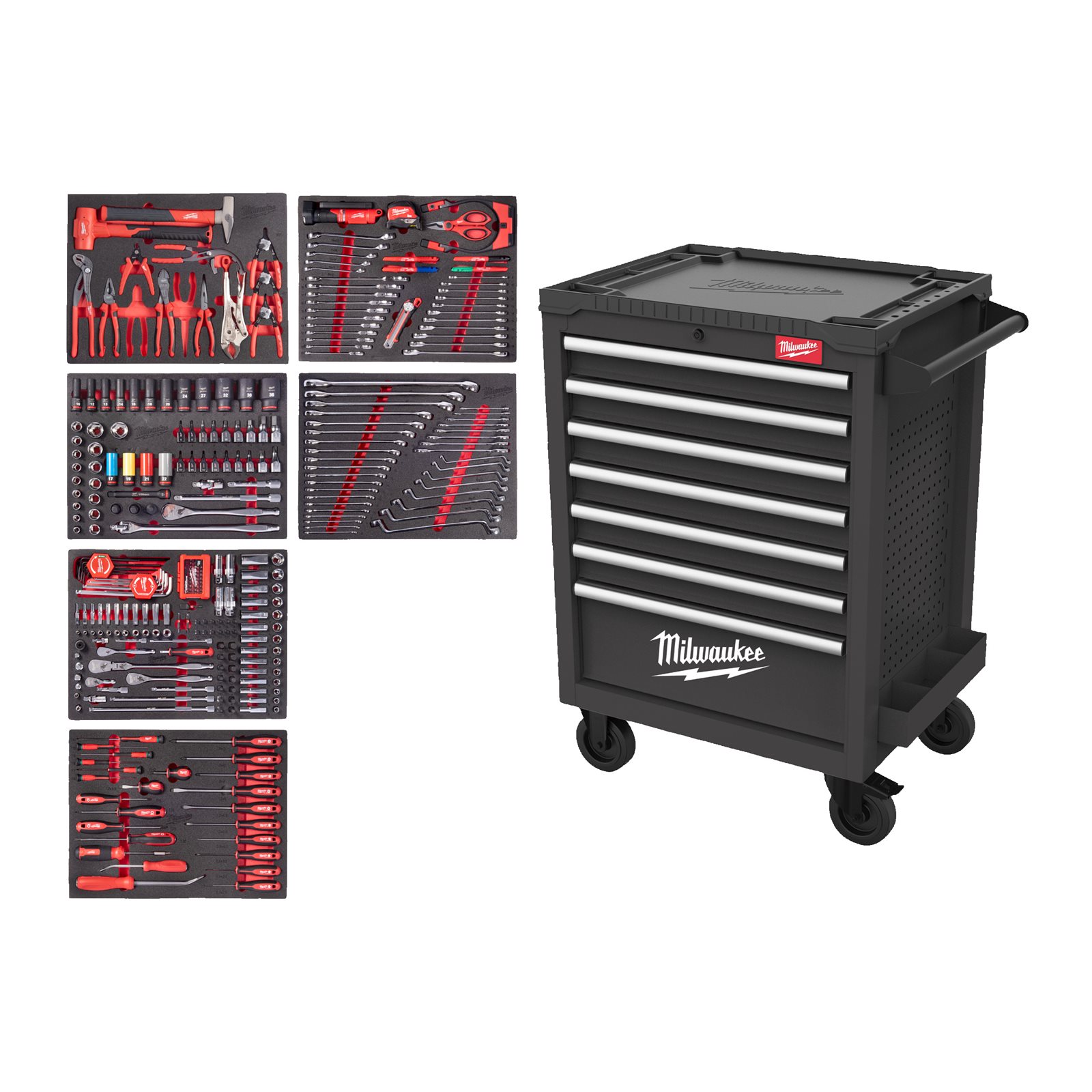 TOOLGUARD Dulap de scule mobil, metalic, 69 cm dotat cu 337 de scule automotive 337 buc 69cm Milwaukee 4932500746