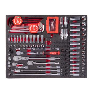 Set inserție spumă - antrenor cu clichet, chei tubulare și cap chei tubulare 1/4" și 3/8" 153 buc Milwaukee 4932500756