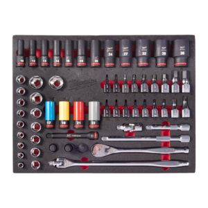 Set inserție spumă - antrenor cu clichet și chei tubulare de impact 1/2" 60 buc Milwaukee 4932500757