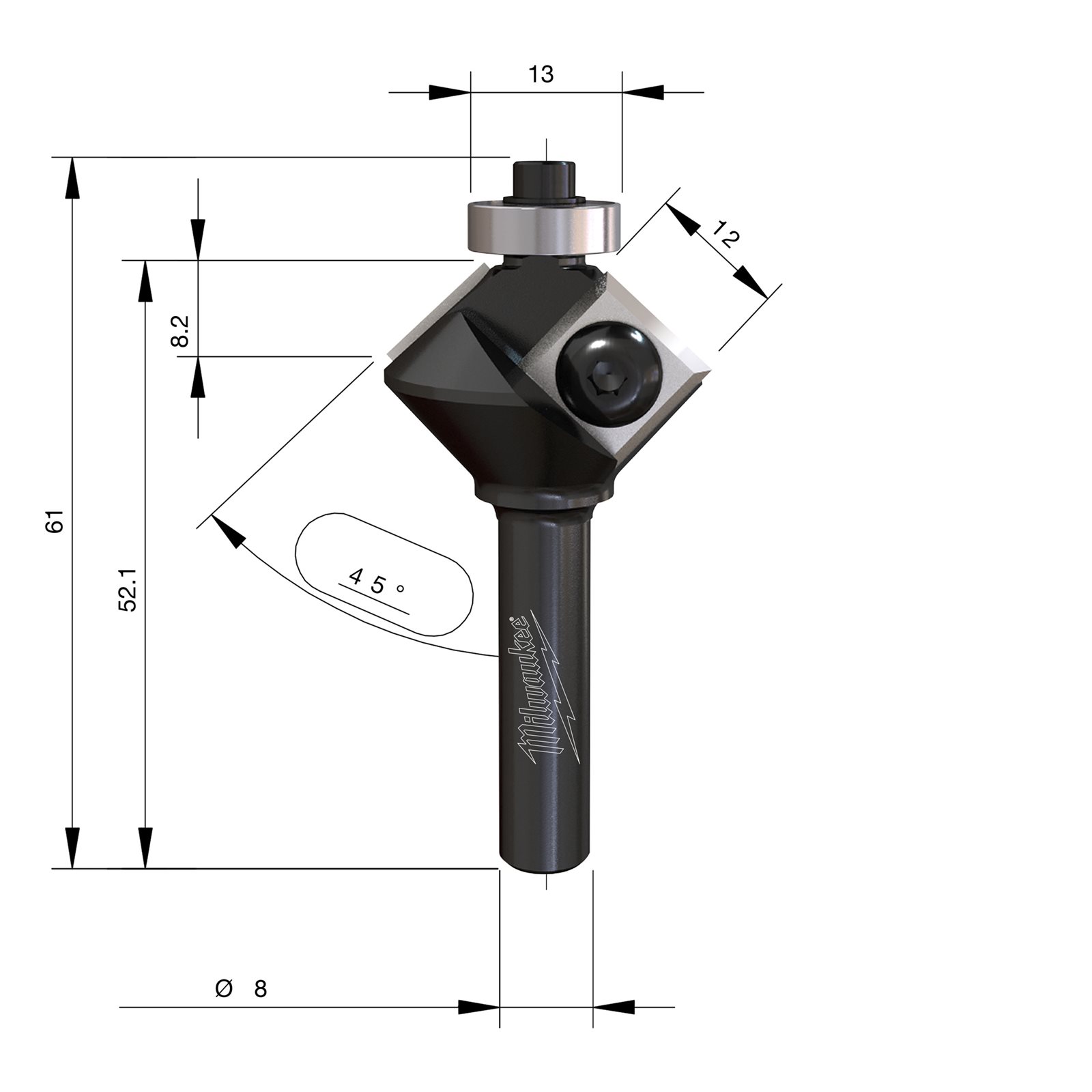 Freză de teşire cu cuțite din carbură interschimbabile 60mm Milwaukee - imagine 2