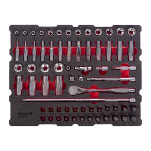 Set inserție spumă PACKOUT antrenor cu clichet 1/4" și chei tubulare 68 buc Milwaukee 4932501867
