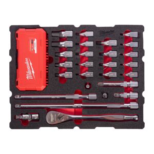 Set inserție spumă PACKOUT antrenor cu clichet 1/2" și cap chei tubulare cu bit 67 buc Milwaukee 4932501870