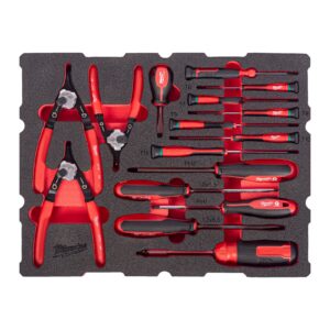 Set inserție spumă PACKOUT șurubelnițe și clești pentru inele de siguranță 44 buc Milwaukee 4932501876