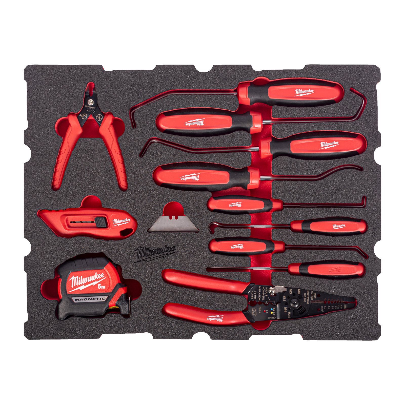 Set inserție spumă PACKOUT instrumente cu cârlig și vârf ascuțit 17 buc Milwaukee 4932501877