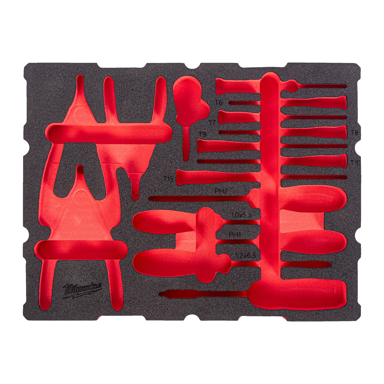 Set inserție spumă PACKOUT șurubelnițe și clești pentru inele de siguranță 44 buc Milwaukee 4932502041