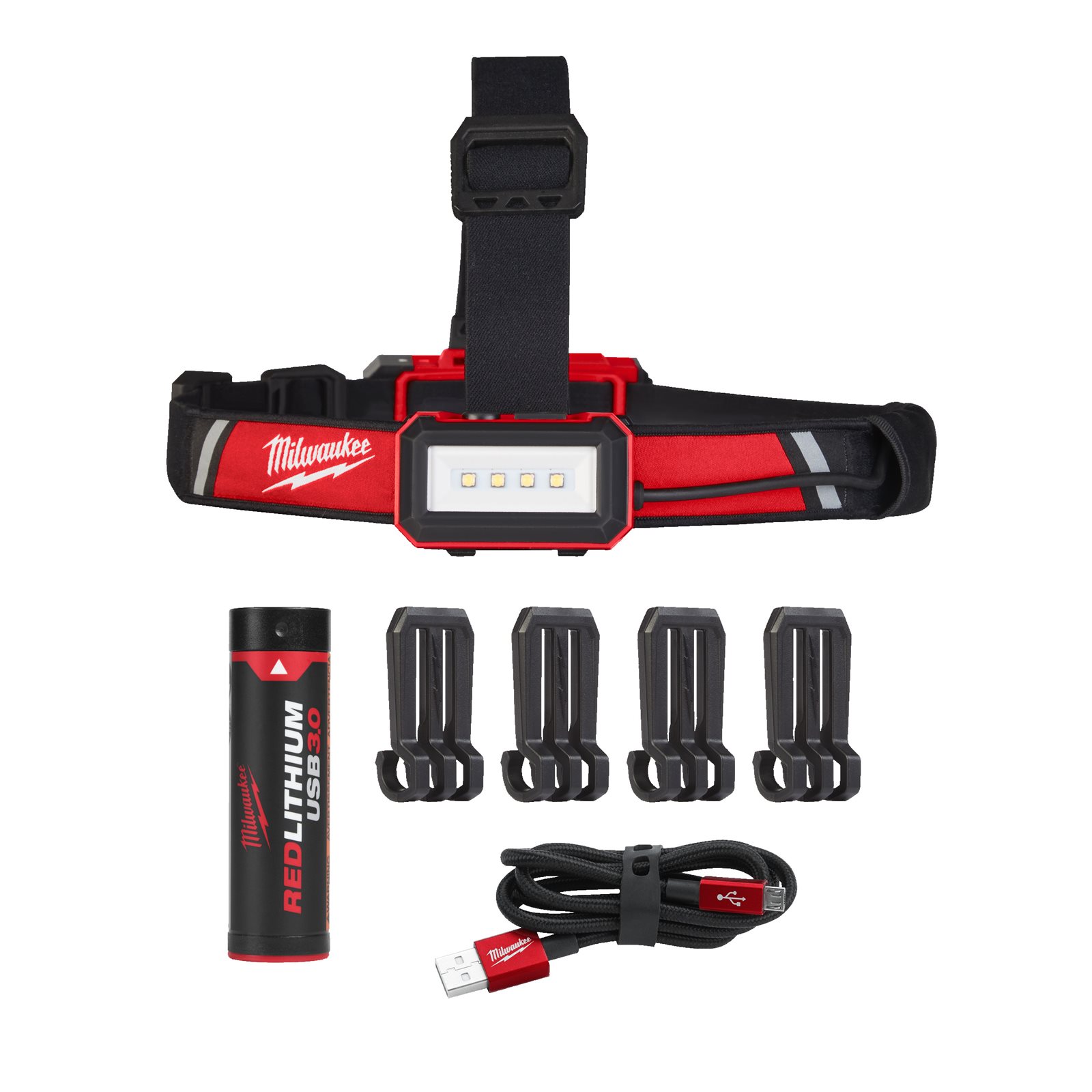 Lanternă frontală pentru cască protecție, reîncărcabilă USB Milwaukee L4 HLRP-301 - imagine 3