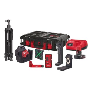 Nivelă laser M12 verde 360° cu 3 planuri Milwaukee M12 3PLKIT-401P