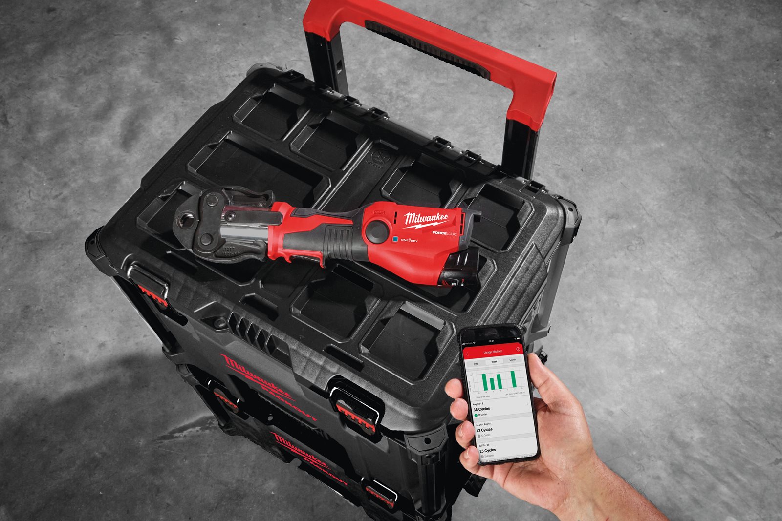 Presă hidraulică M12 FORCE LOGIC ONE-KEY sub-compactă Milwaukee M12 ONEHPT-0C - in utilizare 4