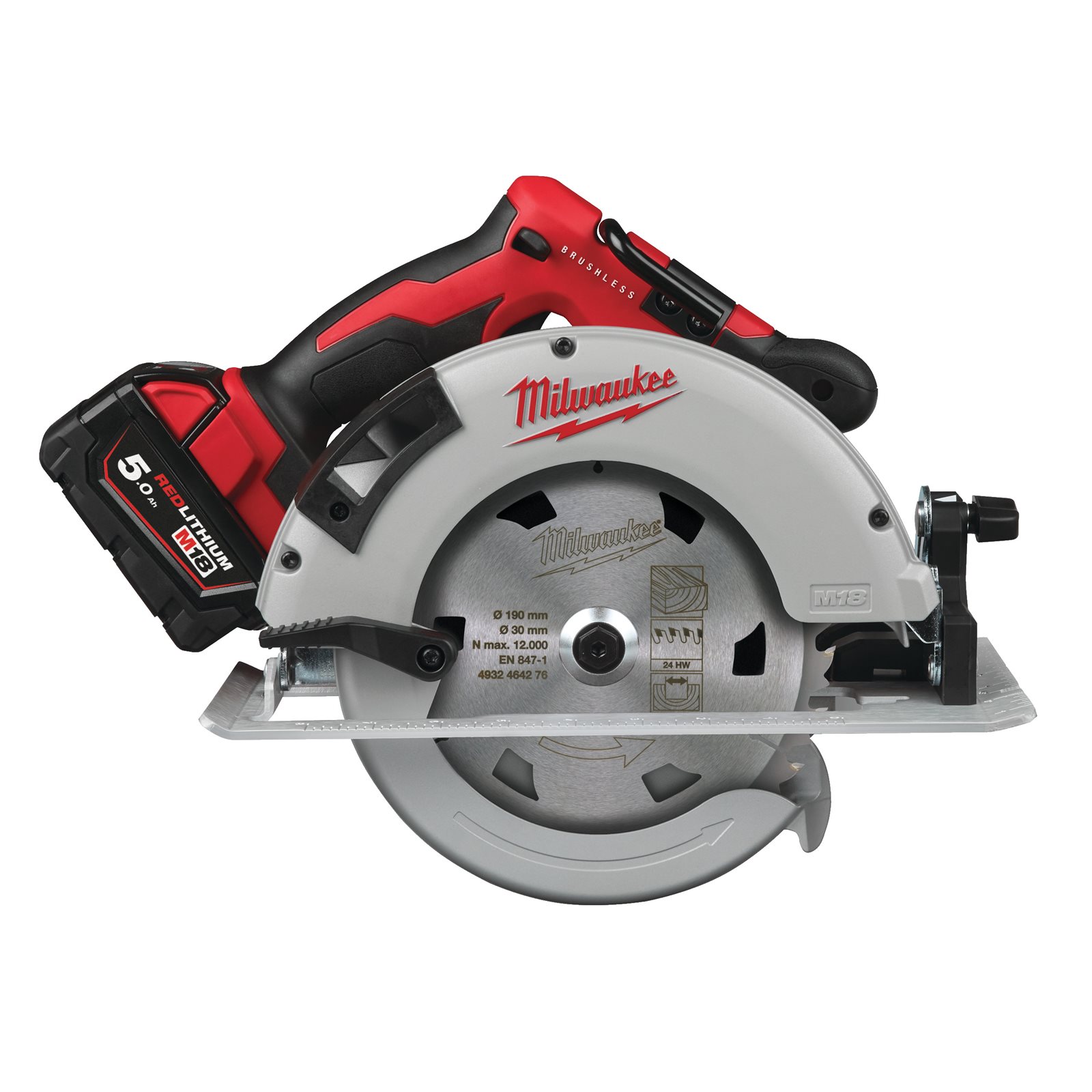 Fierăstrău circular cu motor fără perii 66 mm pentru lemn și plastic M18 Milwaukee M18 BLCS66-502X 4933464590