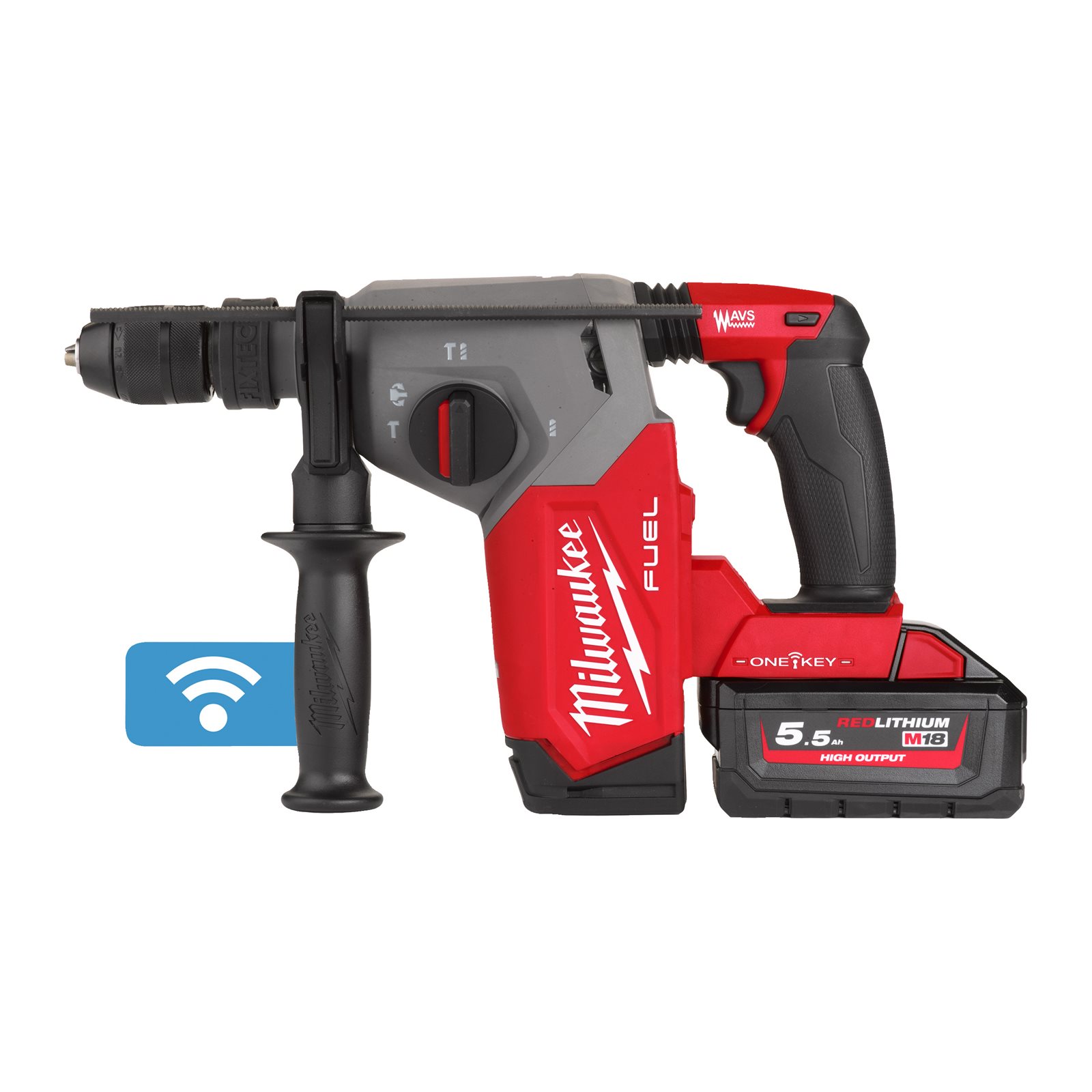 Ciocan rotopercutor SDS-Plus 26 mm cu 4 funcții și mandrină FIXTEC ONE-KEY M18 FUEL Milwaukee M18 ONEFHX-552X 4933478504 - imagine 3