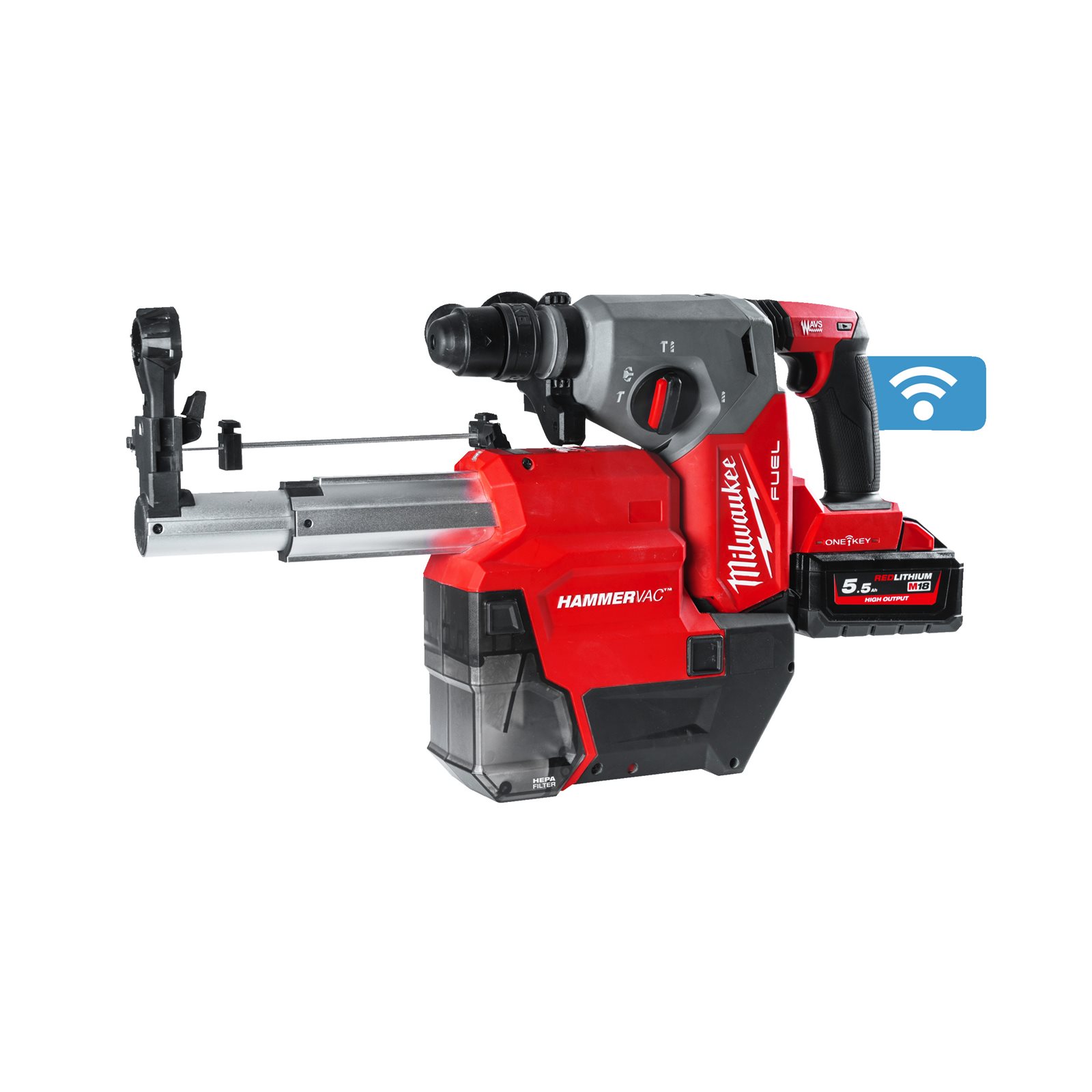 Ciocan rotopercutor SDS-Plus 26 mm cu 4 funcții și mandrină FIXTEC ONE-KEY M18 FUEL și soluție de extragere a prafului Milwaukee M18 ONEFHXDEL-552C - imagine 2