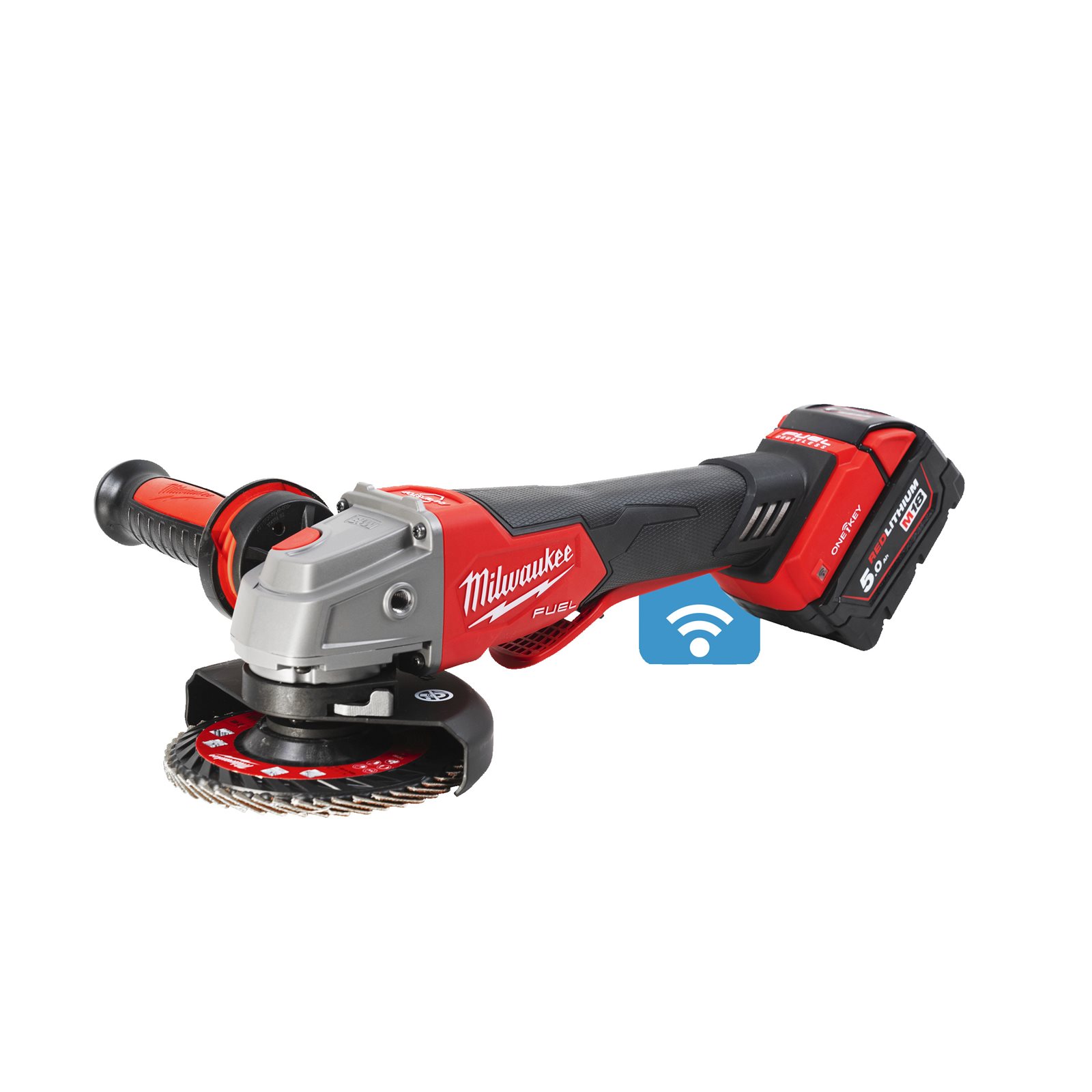Polizor unghiular 125 mm cu frânare și comutator tip clapetă M18 FUEL ONE-KEY Milwaukee M18 ONEFSAG125XPDB-502X 4933478435