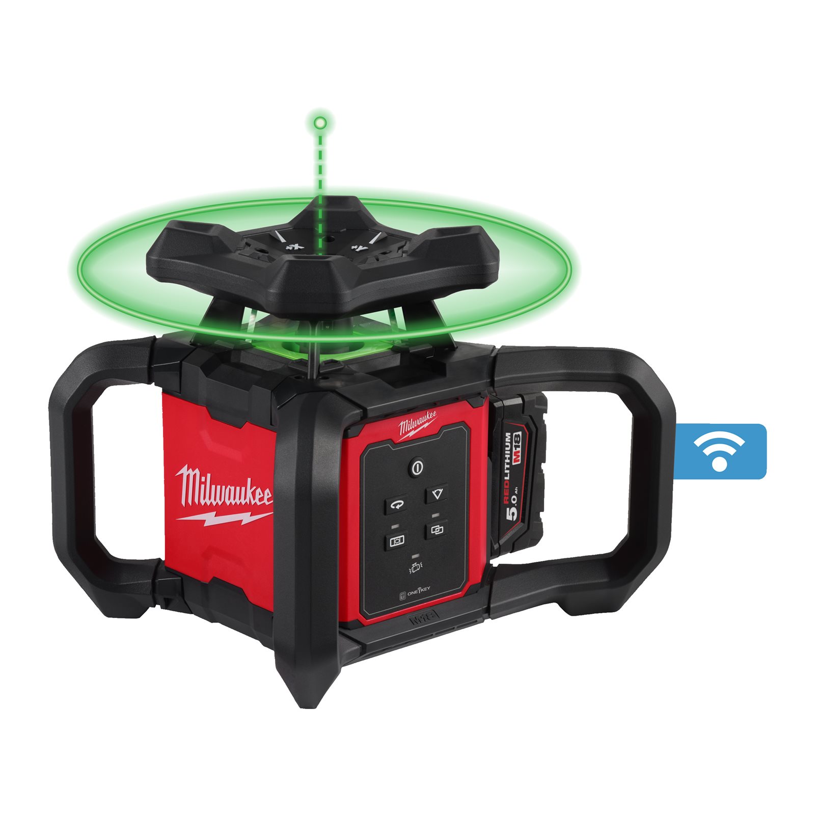 Nivelă laser verde rotativă, orizontală și verticală M18 300 m cu ONE-KEY Milwaukee M18 RLOHVG300-501C - imagine 2