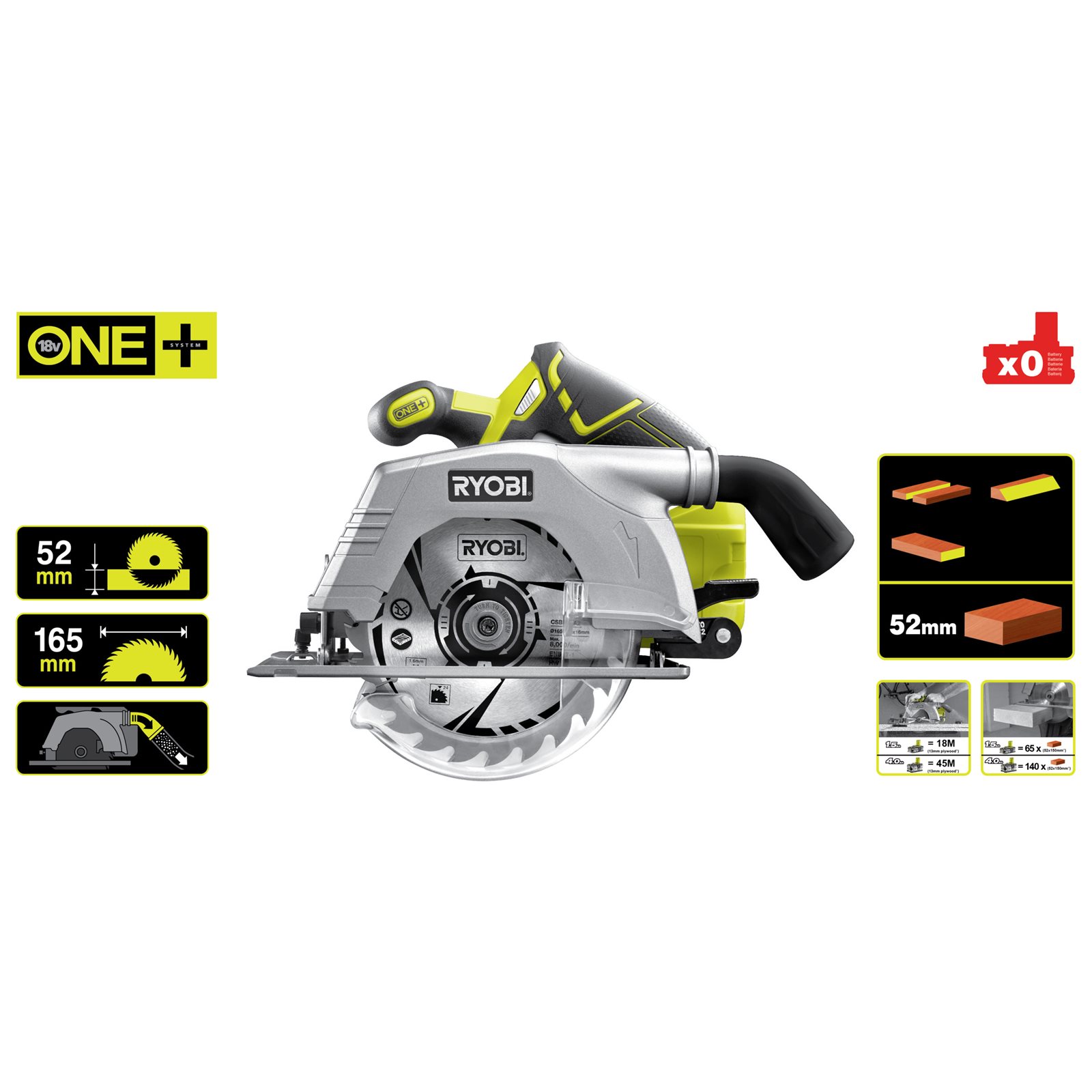 18V ONE+ Fierăstrău circular 18V ONE+ Ryobi R18CS-0 - detaliu 1