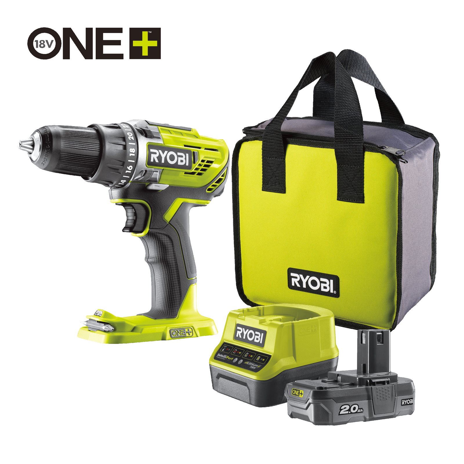 Mașină de găurit/înșurubat 18V ONE+ (1 x 2,0 Ah) Ryobi R18DD3-120S