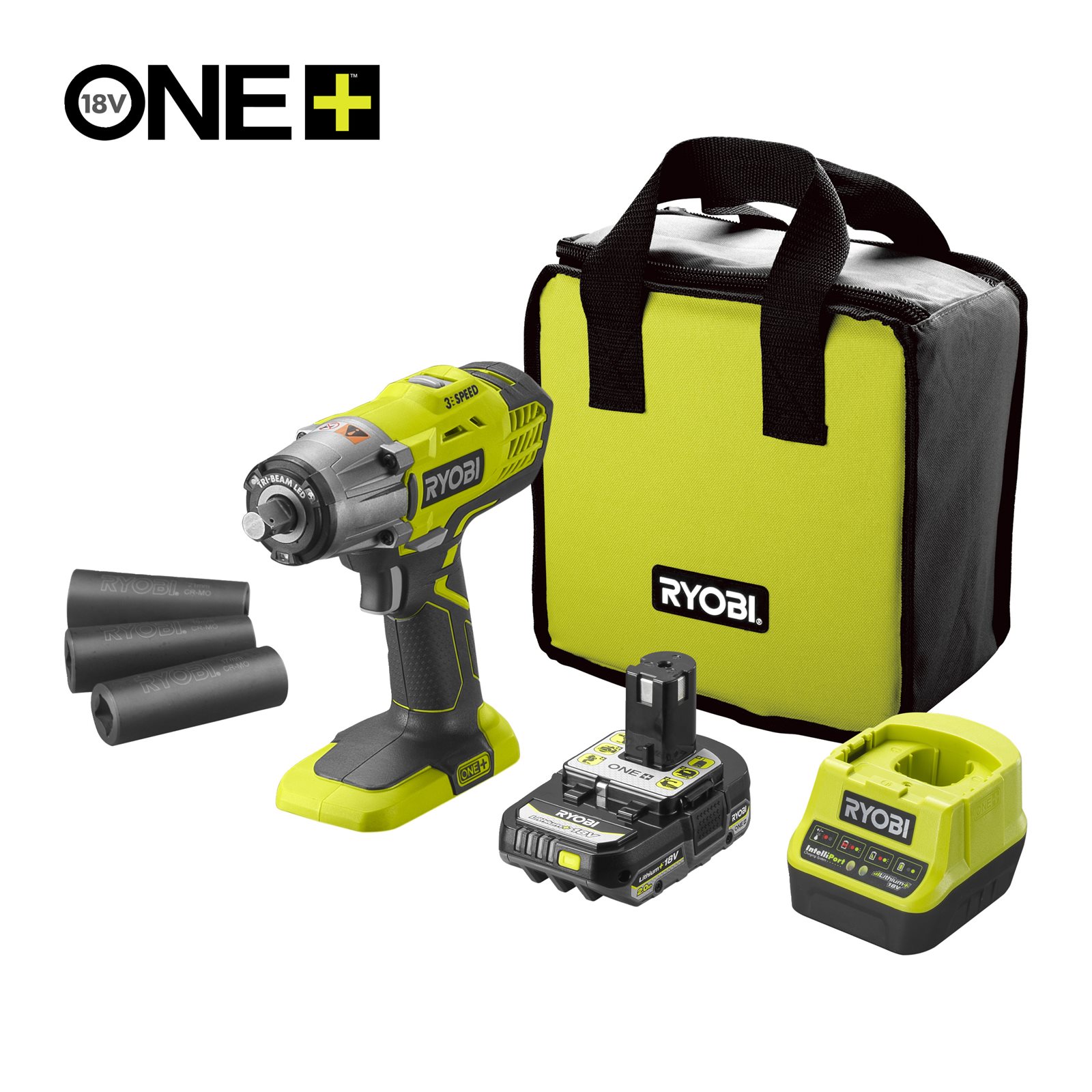 Cheie de impact 18V ONE+, 3 viteze (1 x 2,0 Ah) Ryobi R18IW3-120S