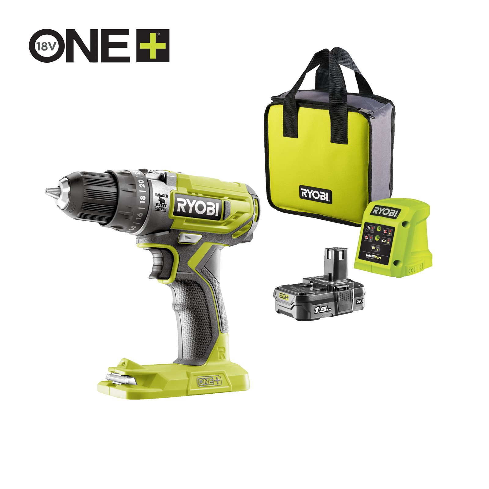 Mașină de găurit cu percuție 18V ONE+ (1 x 1,5 Ah) Ryobi R18PD2-115S