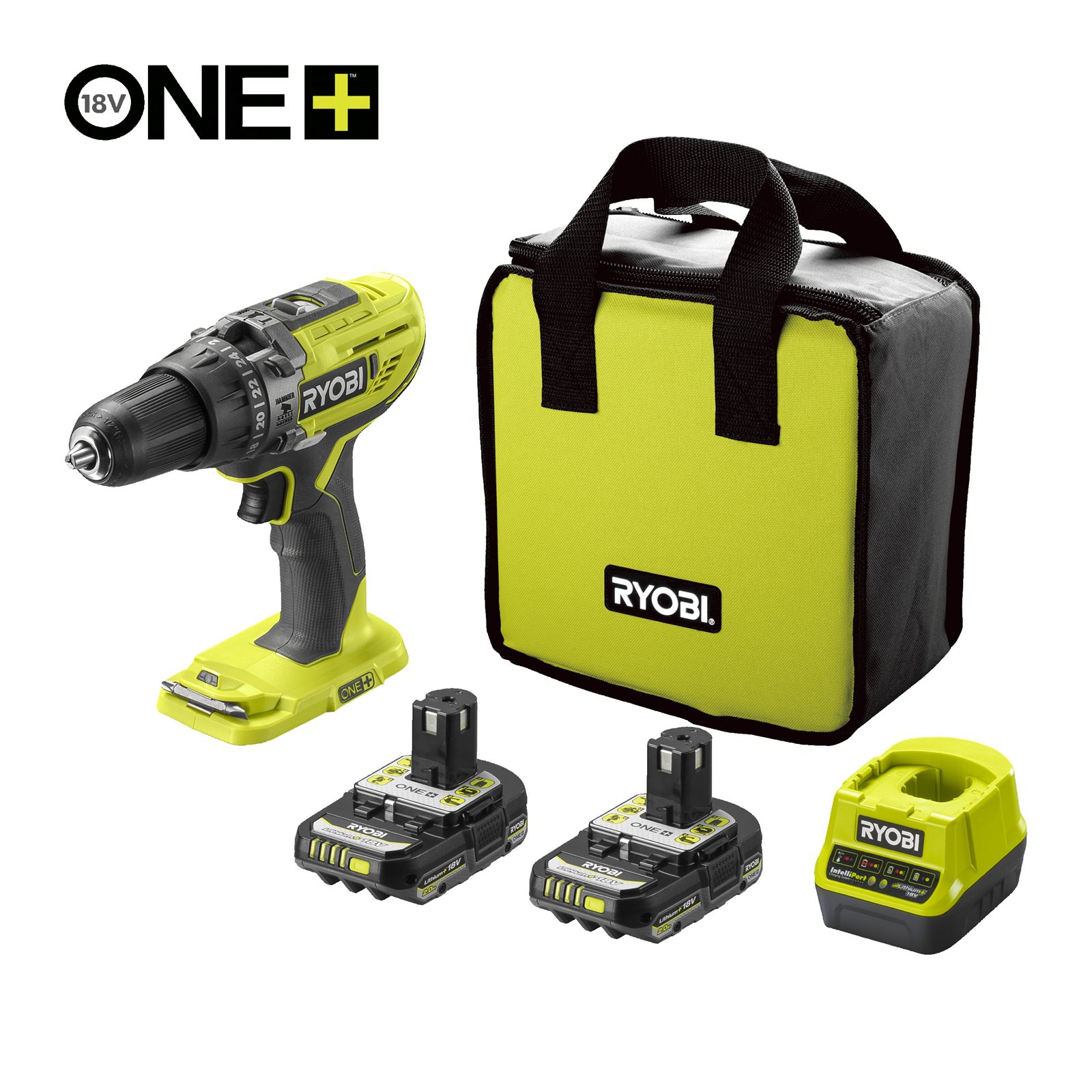 Mașină de găurit cu percuție 18V ONE+ (2 x 2,0 Ah) Ryobi R18PD3-220S