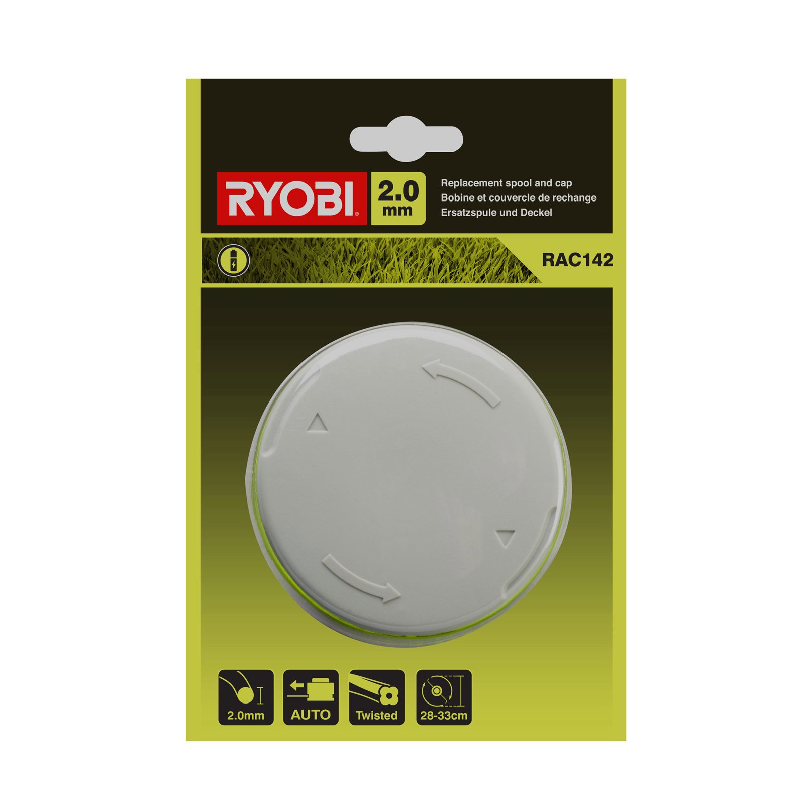 Cap și mosor pentru trimmerele tuns iarbă Ryobi cu acumulator 36 V cu fir de 2,0 mm Ryobi RAC142 - imagine 3