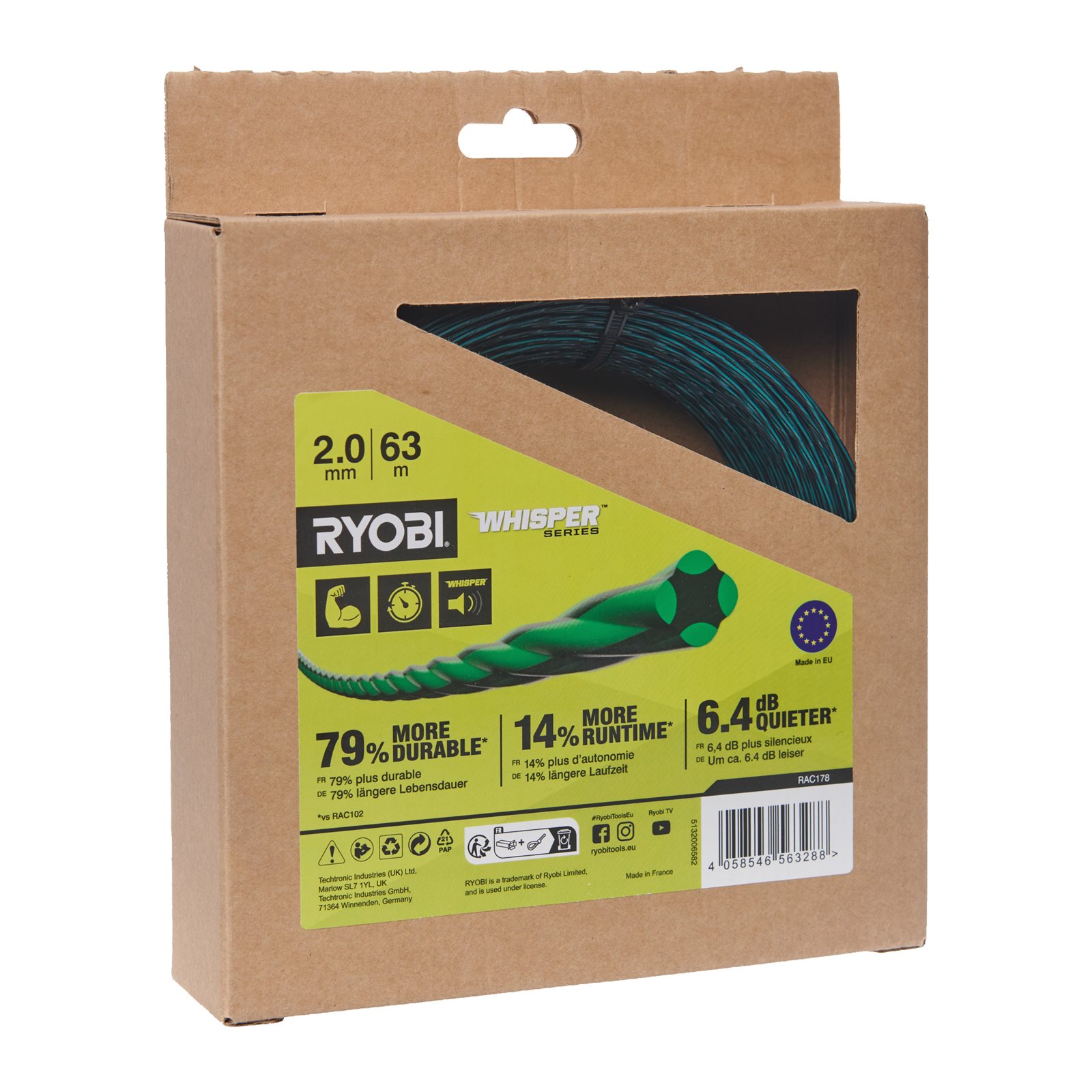 Fir de tuns Whisper de 2,0 mm (63 m) Ryobi RAC178 - imagine 4
