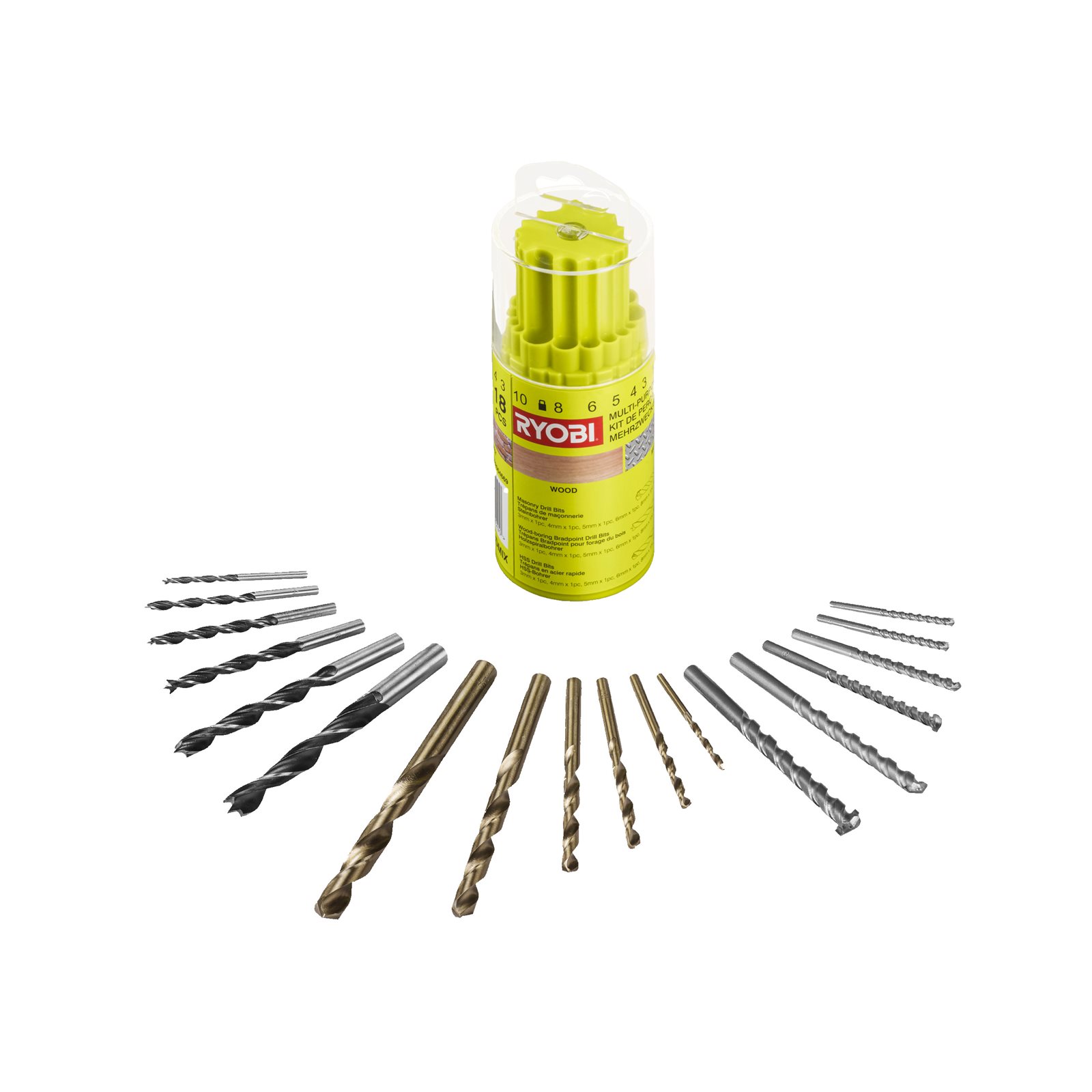 Set de găurit multifuncțional 18 buc Ryobi RAK18DMIX