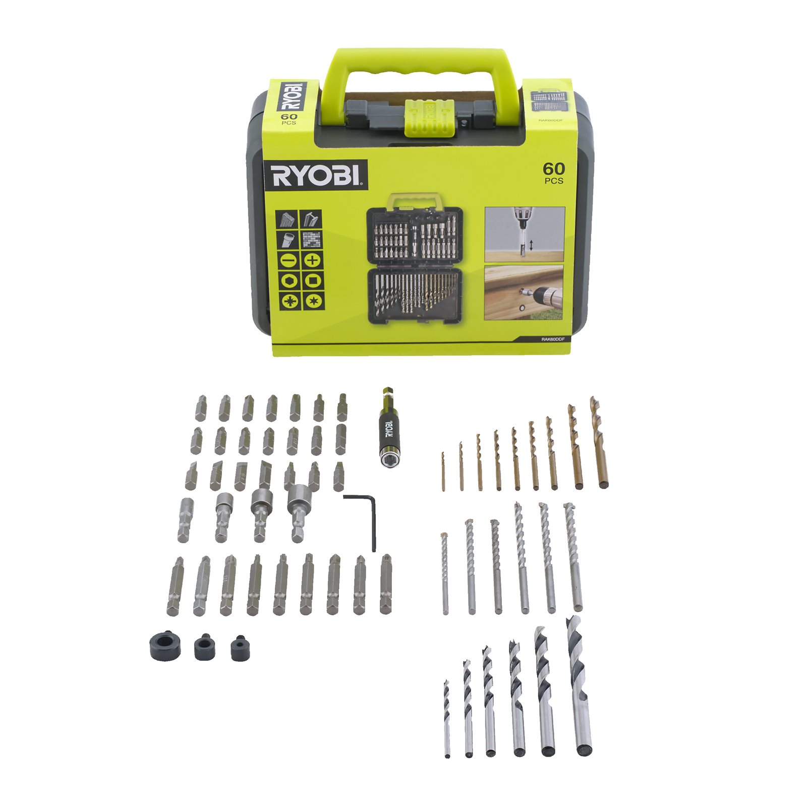 Set 60 buc pentru găurire și înșurubare Ryobi RAK60DDF
